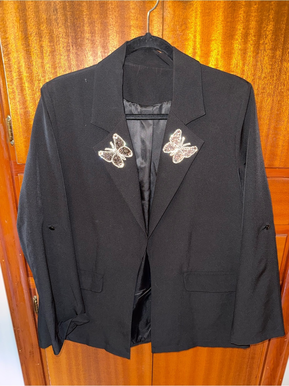 CUSTOM Dolly Parton Black Blazer with Crystal Butterfly